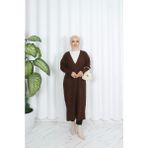 Nisum Moda Cepli Uzun Triko Hırka - Kahverengi - Standart