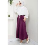 NİSUM MODA DERİ GÖRÜNÜMLÜ DÜZ PİLİSELİ ETEK