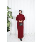 Nisum Moda Fitilli Triko Elbise - Bordo - Standart