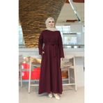 Nisum Moda Kuşaklı Cepli Modal Elbise - Mürdüm - 2