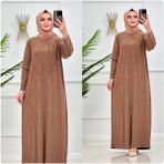 Nisum Moda Taş Detaylı Sandy Elbise - Camel - Standart