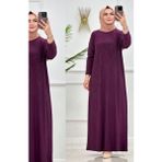 Nisum Moda Taş Detaylı Sandy Elbise - Mürdüm - Standart