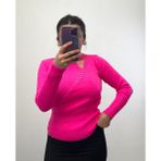 Nisum Moda Taşlı Yumoş Triko Bluz - Fuşya - Standart