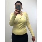Nisum Moda Taşlı Yumoş Triko Bluz - Sarı - Standart