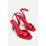 NITU Shoes Kırmızı Rugan Bilekten Bağlamalı Yüksek Topuklu Ayakkabı