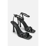 NITU Shoes Siyah Rugan Bilekten Bağlamalı 11 cm Topuklu Ayakkabı