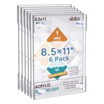 NIUBEE 8,5 x 11 Çıkarılabilir Kanca ve Halkalı Şeffaf Akrilik Plastik İşaret Tutucuları, Ofis, Ev, Mağaza, Restoran için Duvar İşareti Not Belgesi Menüsü Tutacağı - Delmeden (6 Paket)