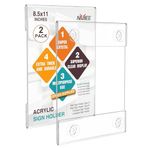 NIUBEE Vantuzlu Akrilik Pencere İşareti Tutacağı 8,5 X 11, Şeffaf Akrilik Çerçeveler Cam Kapı Duvara Montaj Alışveriş Merkezi, Ofis, Ev, Mağaza, Restoran için Reklam Tabela Tutacağı (2 PAKET)