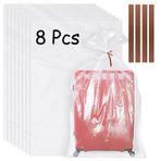 NIUBIER 8'li Paket Büyük Şeffaf Plastik Torbalar, 40" x 60" Nem Geçirmez Toz Geçirmez Büyük Saklama Torbaları, Bagaj, Bavul, Mobilya, Sandalye, Çocuk Bisikleti için Yeniden Kullanılabilir Dev Ekstra Bagaj