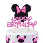 Niumowang Minnie ve Mickey Mouse pasta dekorasyonu, Minnie Cake Topper, pasta dekorasyonu, doğum günü, cupcake topper, pasta süsü, çocuk doğum günü partisi için pasta süsü Happy Birthday çelenk.
