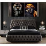 Niva Baza Çift Kişilik Sandıklı Baza Başlık Chester Set Havuzlu Antrasit Gri - 140 x 200 cm