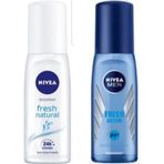 Nivea 75 ml Fresh Natural Kadın Sprey Deodorant + 75 ml Fresh Active Erkek Sprey Deodorant
