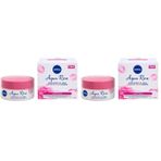 NIVEA Aqua Rose Hyaluron ve Organik Gül Suyu İçeren Nemlendirici Jel Yüz Kremi, 50 ml, 48 Saat Yoğun Nemlendirme, Tüm Cilt Tipleri için, Işıltılı, Pürüzsüz Cilt (2 paketi)