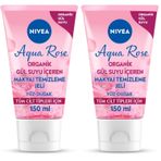 NIVEA Aqua Rose Organik Gül Suyu İçeren Makyaj Temizleme Jeli 150 ml, Nemlendirici, Canlandırıcı (2 paketi)