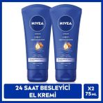 Nivea Besleyici El Kremi 24 Saat Nemlendirme Etkisiyle 75 ml x 2 Kuru Ciltler İçin