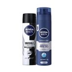 Nivea Black & White Invisible Original Antiperspirant Ter Önleyici Leke Yapmayan Erkek Sprey Deodorant 150 ml + Tıraş Jeli