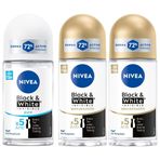 Nivea Black White Invisible Pure 50 ml ve Black White Invisible İpeksi Pürüzsüzlük 50 ml Kadın Roll On Deodorant