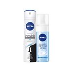 Nivea Black & White Invisible Pure Antiperspirant Ter Önleyici Leke Yapmayan Kadın Sprey Deodorant 150 ml + Yüz Temizleme Köpüğü 150 ml