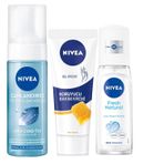 NIVEA Böğürtlen Dudak Bakım Kremi 4.8 gr + Koruyucu Bakım 75 ml + Yüz Yıkama Köpüğü 150 ml + Pump Sprey Deodorant Fresh Natural 75ml