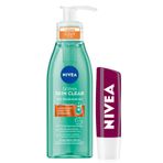 NIVEA Böğürtlen Dudak Bakım Kremi 4.8 gr+ NIVEA Derma Skin Clear Sivilce Karşıtı Yüz Temizleme Jeli 150ml