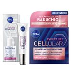 NIVEA Cellular Expert Filler Yaşlanma Karşıtı Göz Bakım Kremi 15 ml, Hyaluronik Asit ve Folik Asit + NIVEA Cellular Expert Lift Yaşlanma Karşıtı Gece Yüz Kremi 50 ml, Saf Bakuchiol,Hyaluronik Asit