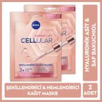 NIVEA Cellular Expert Lift Doğal Retinol Alternatifi Saf Bakuchiol ve Hyaluronik Asit içeren Karşıtı ve Nemlendirici Yüz Kağıt Maske X2 Adet - [d]