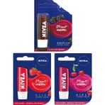 Nivea Çilek 4,8 g Dudak Bakım Kremi + Nivea Böğürtlen 4,8 g Dudak Bakım Kremi + Nivea Kiraz 4,8 g Dudak Bakım Kremi Set