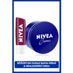 NIVEA Creme Nemlendirici 250ml Ve Nemlendirici Böğürtlen Renkli Dudak Bakım Kremi 4.8gr,hafif Bordo Işıltı