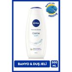 NIVEA Creme Soft Kremsi Dokunuş Duş Jeli 500ml, Vücut Bakım, Badem Yağı, C Vitamini, Banyo Lifi Hediyeli