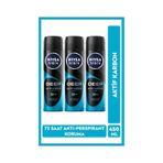 NIVEA Deep Beat Aktif Karbon Erkek Sprey Deodorant 3 x 150 ML