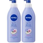 NIVEA Değerli Yağlar İçeren Vücut Losyonu Kiraz Çiçeği & Jojoba Yağı, 400 ml, Normal ve Kuru Ciltler için, 48 Saat Nemlendirme, Hızlı Emilen Losyon (2 paketi)