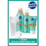 NIVEA Derma Skin Clear Karşıtı Yüz Temizleme Jeli 150ml, Tonik 200ml, Peeling 150ml, Pamuk Hediye