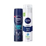 Nivea Dry Fresh Antiperspirant Ter Önleyici Leke Yapmayan Erkek Sprey Deodorant 150 ml + Tıraş Jeli 200 ml