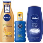 Nivea Güneş Spreyi SPF50+ 200 ml & Sıkılaştırıcı Vücut Losyonu 200 ml & Crème Care Duş Jeli 250 ml