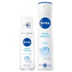 NIVEA Kadın Pump Sprey Deodorant Fresh Natural 75ml, Ter Kokusuna Karşı 48 Saat Koruma, Ferahlık + NIVEA Kadın Sprey Deodorant Fresh Natural 150 ml