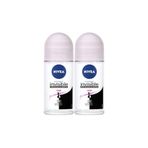 NIVEA Kadın Roll-on Deodorant Black&white Invisible Clear 50ml, 72 Saat Anti-perspirant, X2 Adet P07264