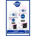 NIVEA Kadın Roll-on Deodorant Black&White Invisible Clear 50ml ve Mini Roll-on 25ml,Anti-perspirant Koruma