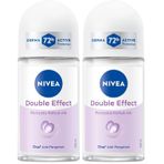 NIVEA Kadın Roll-on Deodorant Double Effect 50ml, 72 Saat Anti-perspirant Koruma, Alkolsüz, Pürüzsüz Cilt, Doğal Avokado Özleri (2 paketi)