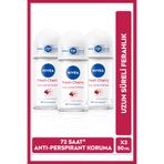 NIVEA Kadın Roll-on Deodorant Fresh Cherry 50ml, 72 Saat Anti-perspirant Ter Koruması, X3 Adet