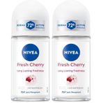 NIVEA Kadın Roll On Deodorant Fresh Cherry, 72 Saat Anti-perspirant Koruma, 50ml (2 paketi)