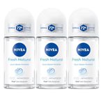 NIVEA Kadın Roll-On Deodorant Fresh Natural 50 ml,72 Saat Anti-perspirant Koruma, Eşsiz Fresh Koku,x3 Adet