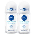 NIVEA Kadın Roll On Deodorant Fresh Natural 50ml, 72 Saat Anti-perspirant Koruma, Avantajlı Paket,x2 Adet
