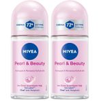 NIVEA Kadın Roll on Deodorant Pearl&Beauty 50 ml,72 Saat Terlemeye Karşı Anti Perspirant Koruma,Çiçeksi Pudra Kokusu,Yumuşak Koltuk Altı,Avokado Yağı,İnci Özleri, Etil Alkol İçermez (2 paketi)
