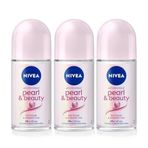 NIVEA Kadın Roll-on Deodorant Pearl&Beauty 50ml, 48 Saat Anti-perspirant Ter Koruması, X3 Adet P07293