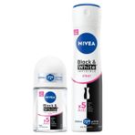Nivea Kadın Sprey Deodorant Black&White Invisible Clear 150ml ve Mini Roll-on 25ml