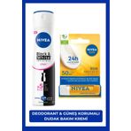 NIVEA Kadın Sprey Deodorant Black&white Invisible Clear 150ml Ve Yüksek Güneş Korumalı Dudak Bakım Kremi