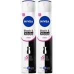 NIVEA Kadın Sprey Deodorant Black&White Invisible Clear 200 ml, 72 Saat Anti-perspirant Koruma, Ekonomik Boy (2 paketi)
