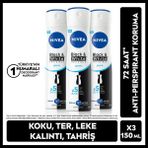 Nivea Kadın Sprey Deodorant Black&White Invisible Pure 150ml, 72 Saat Ter Koruması, X3Adet