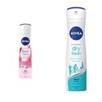 NIVEA Kadın Sprey Deodorant Cherry Fresh 150 ml, 48 Saat Anti-perspirant Koruma ve NIVEA Kadın Sprey Deodorant Dry Fresh, 48 Saat Anti-Perspirant Koruma (150 ml)