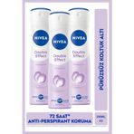 NIVEA Kadın Sprey Deodorant Double Effect 150ml, 72 Saat Anti-perspirant Ter Koruması, Alkolsüz, X3 Adet